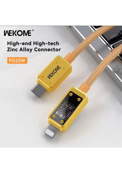 Wekome Hızlı Şarj Kablosu Tip C Yıldırım Telefon Şarj Kablosu Pd 20W Dijital Ekran Veri Kablosu iPhone iPad Için Pro modelleri