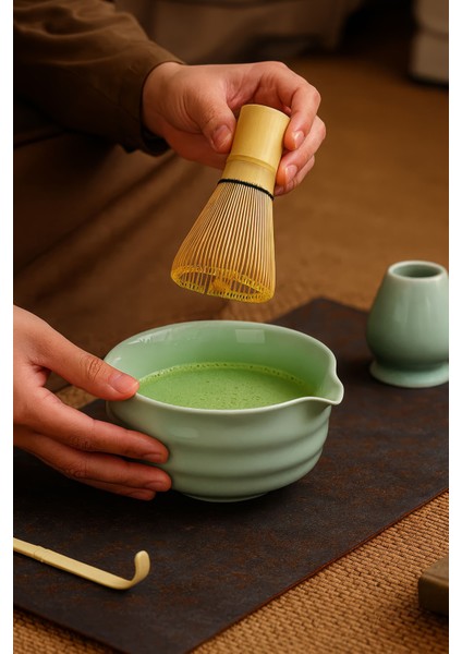 4lü Matcha Set Kase Kaşık Whisk Tutucu Bambu Whisk Çırpıcı ve Bambu Kaşık MT217 modelleri