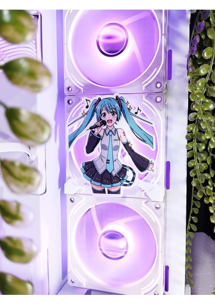 Hatsune Miku 120X120 mm Oyun Pc Aksesuarı Mıknatıslı Fan Kapağı, Masaüstü Bilgisayar Gaming