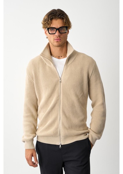 Erkek Regular Fit Selanik Örgü Pamuklu Fermuarlı Taş Triko Hırka fiyatları