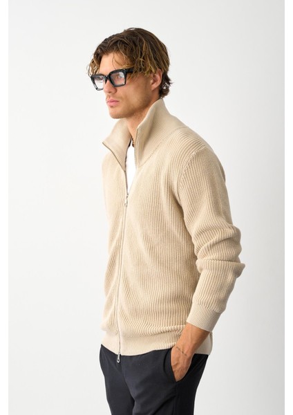 Erkek Regular Fit Selanik Örgü Pamuklu Fermuarlı Taş Triko Hırka indirimleri