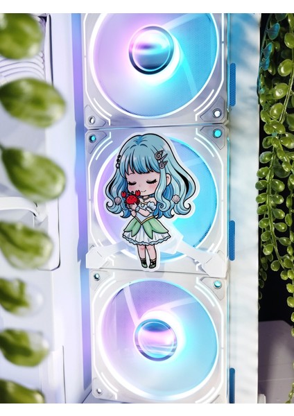 Yengeç Burcu Kız 120X120 mm Oyun Pc Aksesuarı Mıknatıslı Fan Kapağı, Masaüstü Bilgisayar Gaming