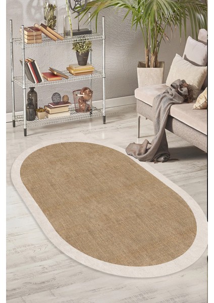 Dijital Kaymaz Yıkanabilir Bej Salon Halısı Mutfak Halısı Koridor Halısı Oval Halı YOLLUK-DC-7024OVAL fiyatları