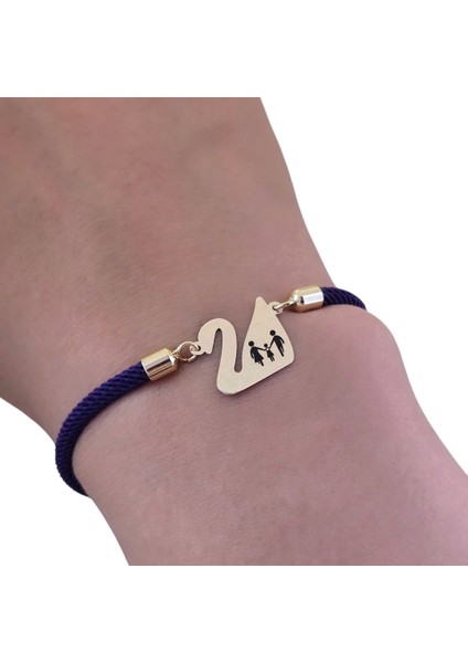 Aile Temalı Lacivert Örgülü Kuğu Kuşu Figürlü 14 Ayar Altın Plakalı Hediye fırsatları