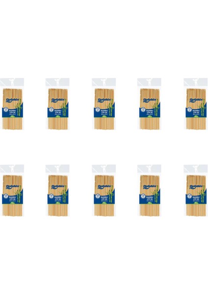 Bambu Ahşap Çöp Şiş - Boy : 15 Cm. / En : 3mm - 100 Adetlik 10 Paket