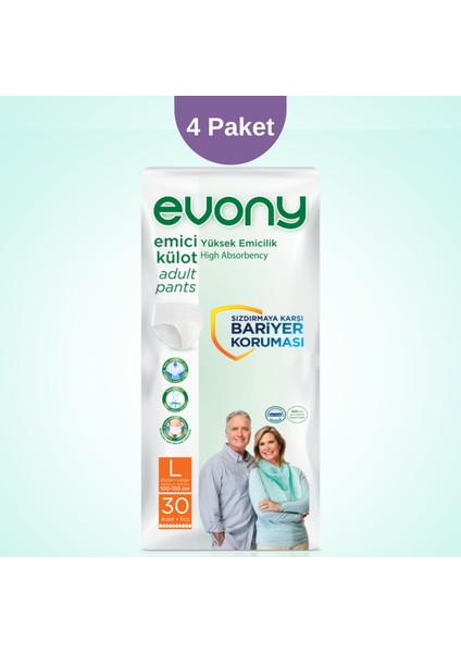 Külot Tipi Hasta Bezi L Beden 4 Paket