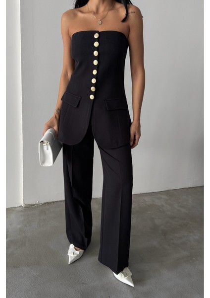 Tasarım Gold Düğmeli Strablezyelek - Siyah modelleri