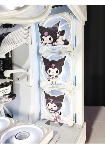 Kuromi Üçlü Set 120X120 mm Oyun Pc Aksesuarı Mıknatıslı Fan Kapağı, Masaüstü Bilgisayar Fan Kapağı Gaming modelleri