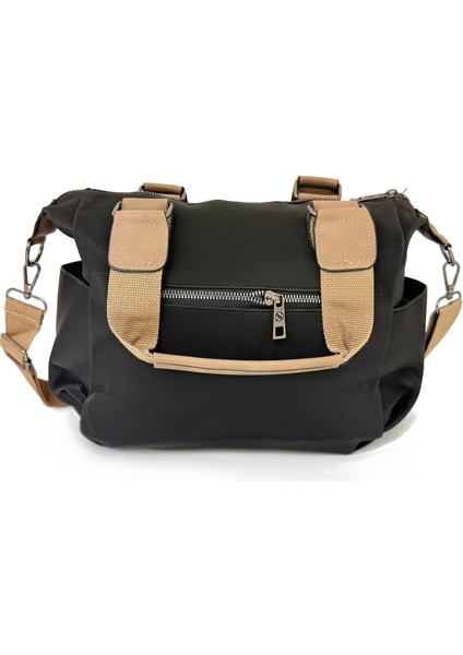 Kadın Suni Deri Ayarlanabilir Çapraz Askılı Çok Bölmeli Metal Fermuarlı Kadın Çantası Siyah fiyatları