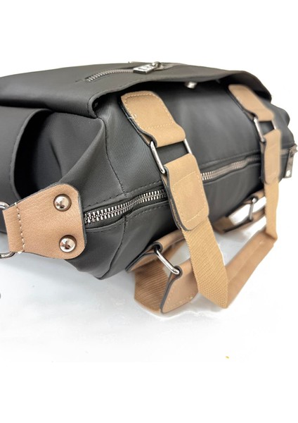 Kadın Suni Deri Ayarlanabilir Çapraz Askılı Çok Bölmeli Metal Fermuarlı Kadın Çantası Siyah modelleri