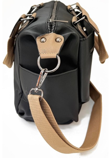 Kadın Suni Deri Ayarlanabilir Çapraz Askılı Çok Bölmeli Metal Fermuarlı Kadın Çantası Siyah fırsatları