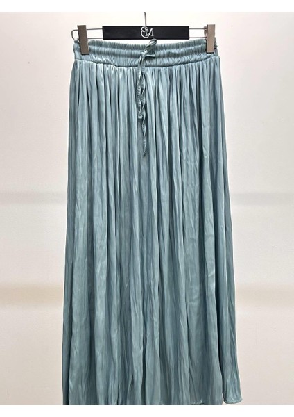 Kadın Crushlı Bağcıklı Midi Su Yeşili Etek fiyatları