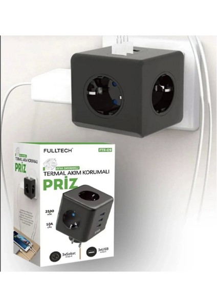 Termal Akım Korumalı Isıya Dayanıklı 3’lü Du Tipi Priz 3x USB 1x Type-C modelleri