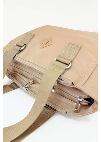 Suya Dayanıklı Klinkır Kumaş Çok Bölmeli Çapraz El ve Omuz Kadın Çanta Vizon fiyatları