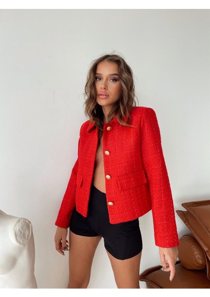 Kadın Dore Düğmeli Blazer Ceket