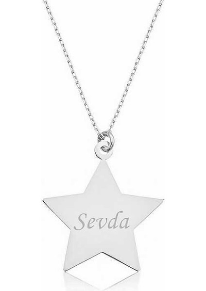 925 Ayar Gümüş Kişiye Özel İsimli Yıldız Gümüş Kolye T6236 (593593)