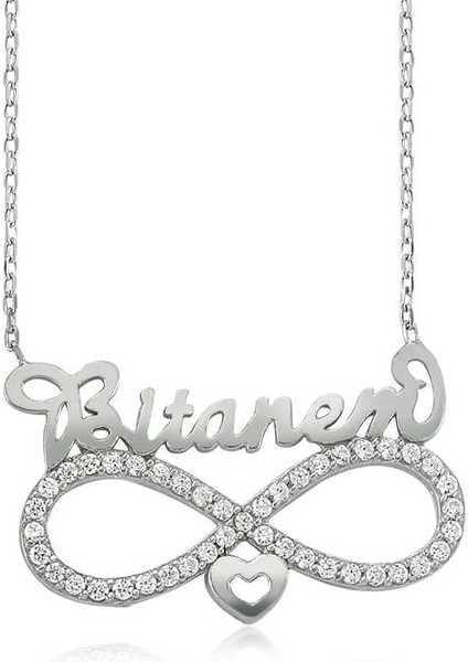 925 Ayar Gümüş Bitanem Yazılı Sonsuzluk Kadın Gümüş Kolye PT0460044 (593593)