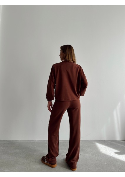 Kadın Paraşüt Detay Sweat Pantolon Kahverengi Modal Takım indirimleri