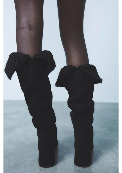 Allbucks Zara, Içi Yünlü %100 Süet Deri Topuklu Çizme ABZRA1073 fırsatları