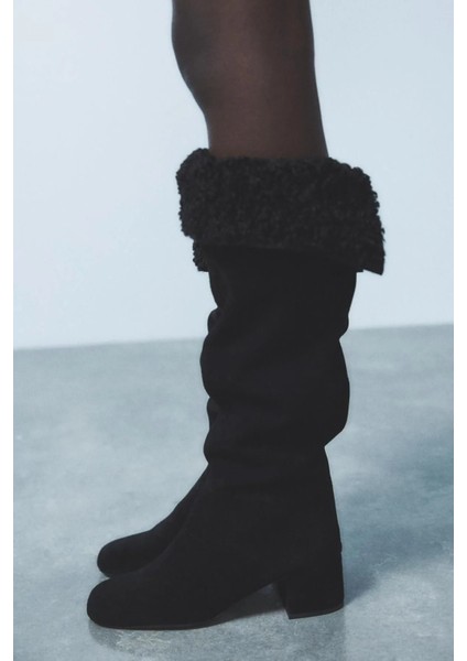 Allbucks Zara, Içi Yünlü %100 Süet Deri Topuklu Çizme ABZRA1073 indirimleri