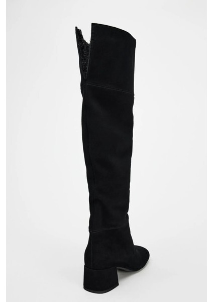 Allbucks Zara, Içi Yünlü %100 Süet Deri Topuklu Çizme ABZRA1073