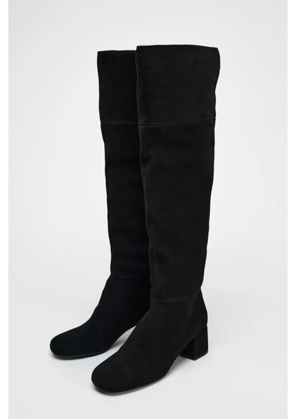 Allbucks Zara, Içi Yünlü %100 Süet Deri Topuklu Çizme ABZRA1073