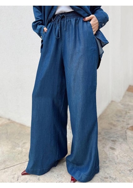 Kadın Mavi Denim Gömlek Pantolon Takım modelleri