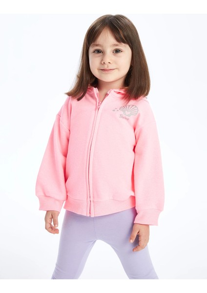 Lcw Kids Pembe Kapüşonlu Uzun Kollu Kız Bebek Fermuarlı Sweatshirt