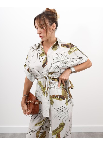 Kadın Yaprak Desen Bej Alt Üst Takım fiyatları