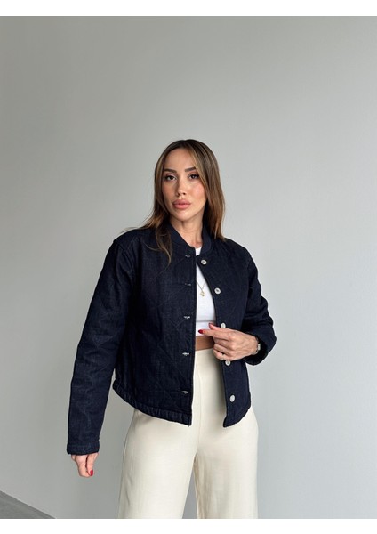 Kadın Iç Astarlı Denim Ceket