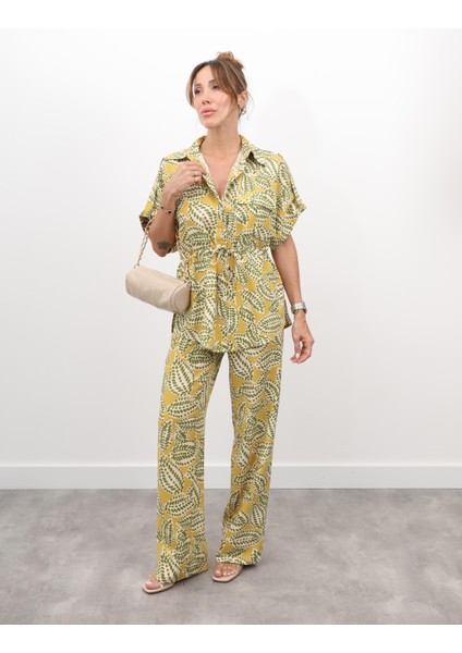 Kadın Karışık Desen Yağ Yeşili Alt Üst Takım modelleri