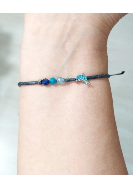 Zirkon Taşlı Yunus Balığı Lapis Lazuli Apatit Akuamarin Doğaltaşlı Miyuki Bileklik