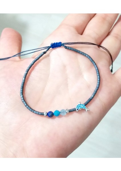Zirkon Taşlı Yunus Balığı Lapis Lazuli Apatit Akuamarin Doğaltaşlı Miyuki Bileklik