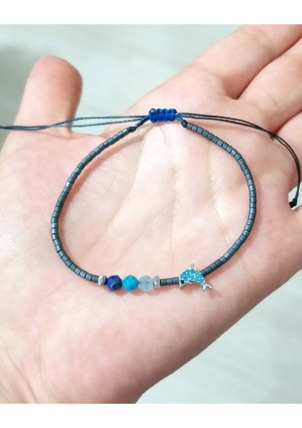 Zirkon Taşlı Yunus Balığı Lapis Lazuli Apatit Akuamarin Doğaltaşlı Miyuki Bileklik