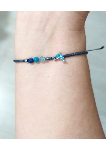 Zirkon Taşlı Yunus Balığı Lapis Lazuli Apatit Akuamarin Doğaltaşlı Miyuki Bileklik