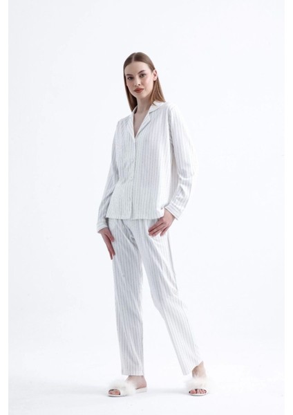 Espuar 775 Kadın Çizgili Penye Pijama Takımı