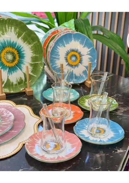 30 Parça Daisy Color Mix Servis Pasta Çay Takımı Gold fiyatları