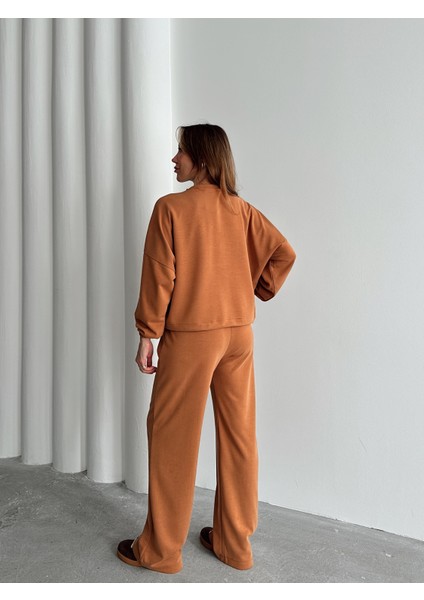 Kadın Paraşüt Detay Sweat Pantolon Sütlü Kahve Modal Takım indirimleri