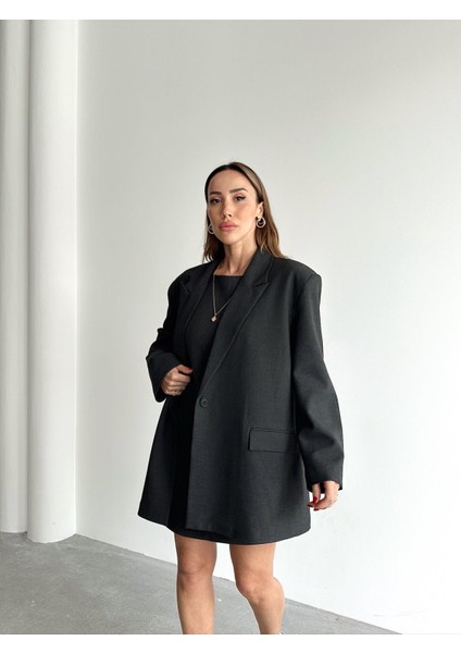 Kadın Oversize Antrasit Blazer Ceket modelleri