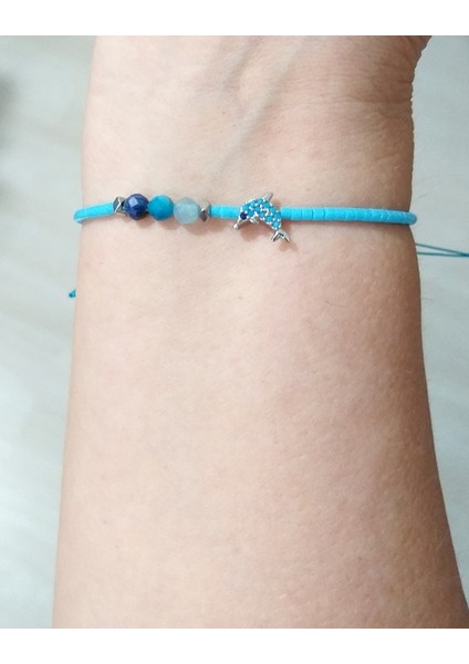Zirkon Taşlı Yunus Balığı Lapis Lazuli Apatit Akuamarin Doğaltaşlı Miyuki Bileklik