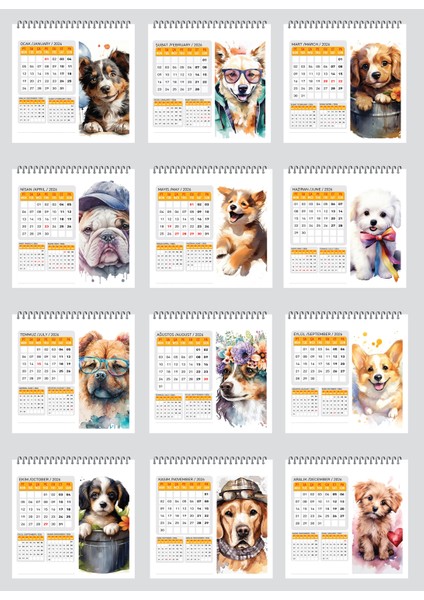 2026 Köpek Color Masa Takvimi 16x15 cm modelleri