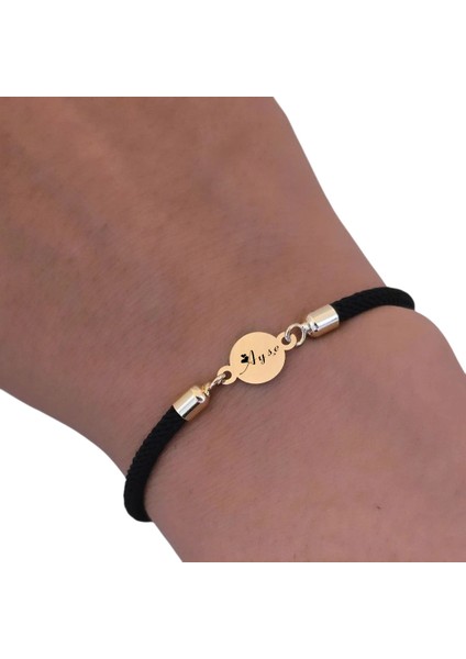 Ayşe İsmine Özel Yuvarlak Motifli 14 Ayar Altın Plakalı Siyah İpek Örgülü Hediye fırsatları