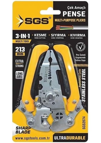 SGS2074 Çok Amaçlı Pense Kesme Sıyırma Kıvırma 3ın1 213 mm fiyatları