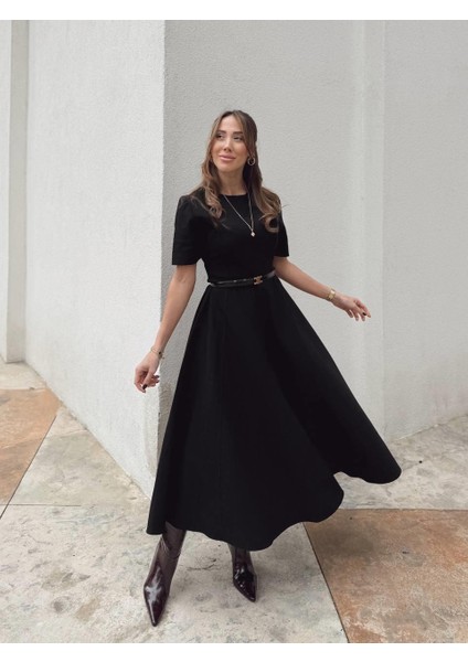 Kadın Maxi Boy Kloş Prenses Siyah Elbise fiyatları
