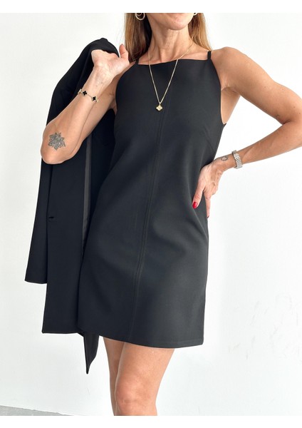 Kadın Mini Boy Askılı Siyah Elbise fiyatları