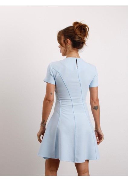 Kadın Kısa Kol Biyeli Mavi Çan Elbise fırsatları