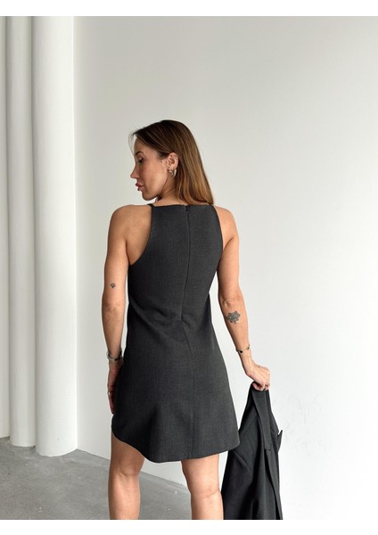 Kadın Mini Boy Askılı Antrasit Elbise fırsatları