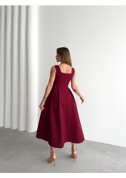 Kadın Askılı Bordo Balon Elbise modelleri