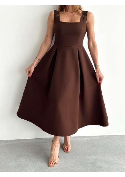 Kadın Askılı Kahverengi Balon Elbise fiyatları