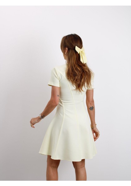 Kadın Kısa Kol Biyeli Sarı Çan Elbise fiyatları